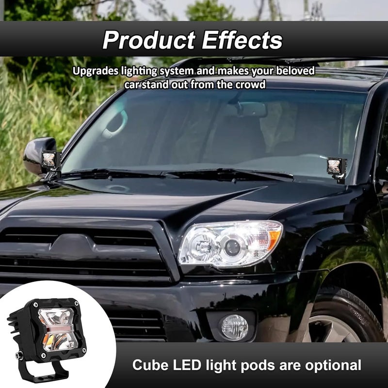 ROMELACK Ditch LED Light Brackets Hood Mount Pods Bracket Compatible with Toyota 4Runner 2003-2009 (Black) - Image 3